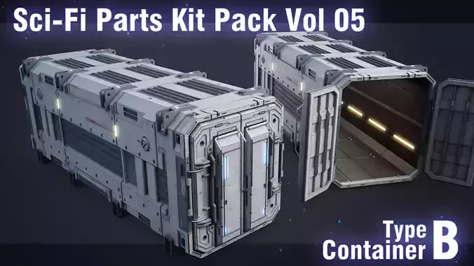 Sci-Fi Container Type B-PBR Low-poly 3D model