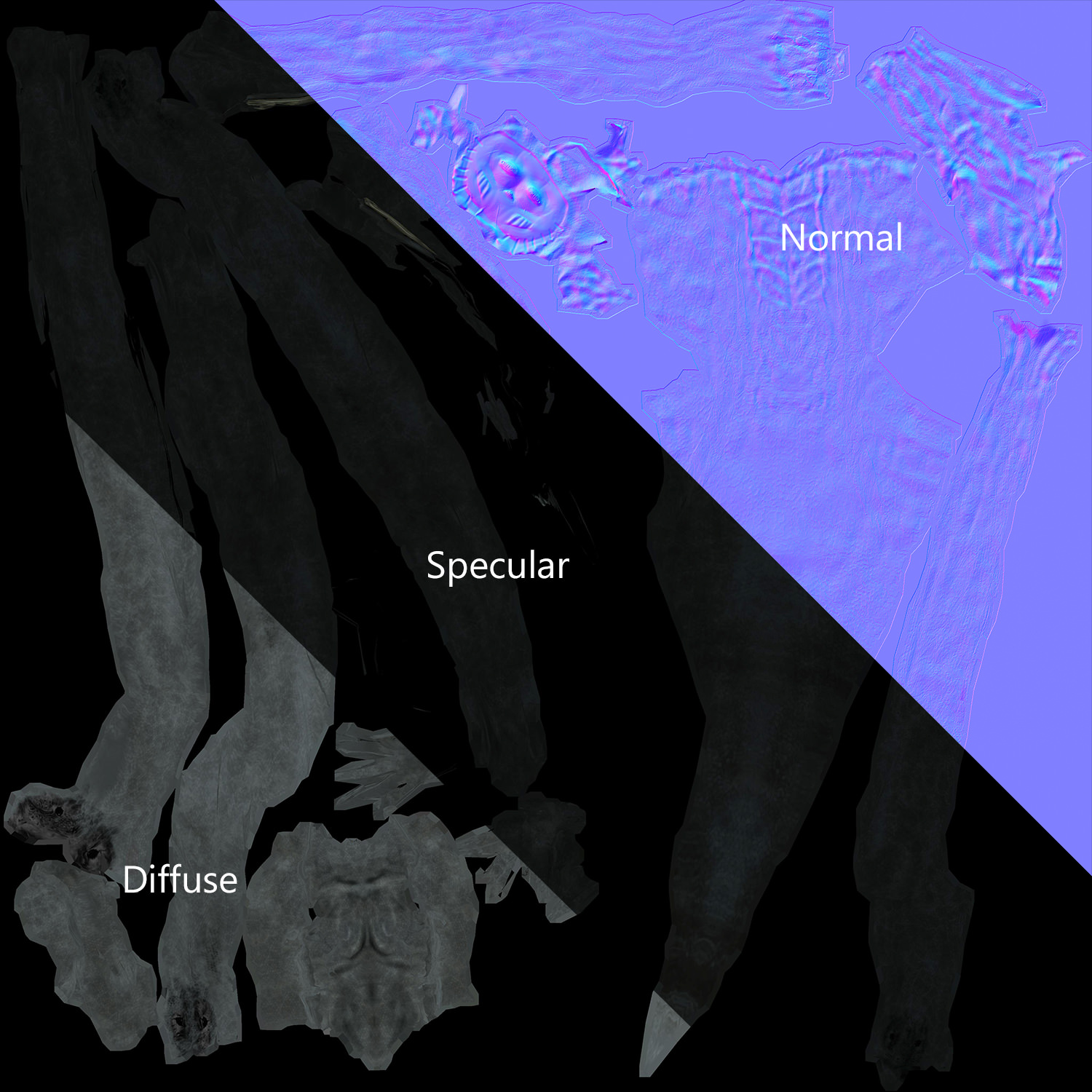 Gorgon female creature with long tentacles Low-poly 3D model_7