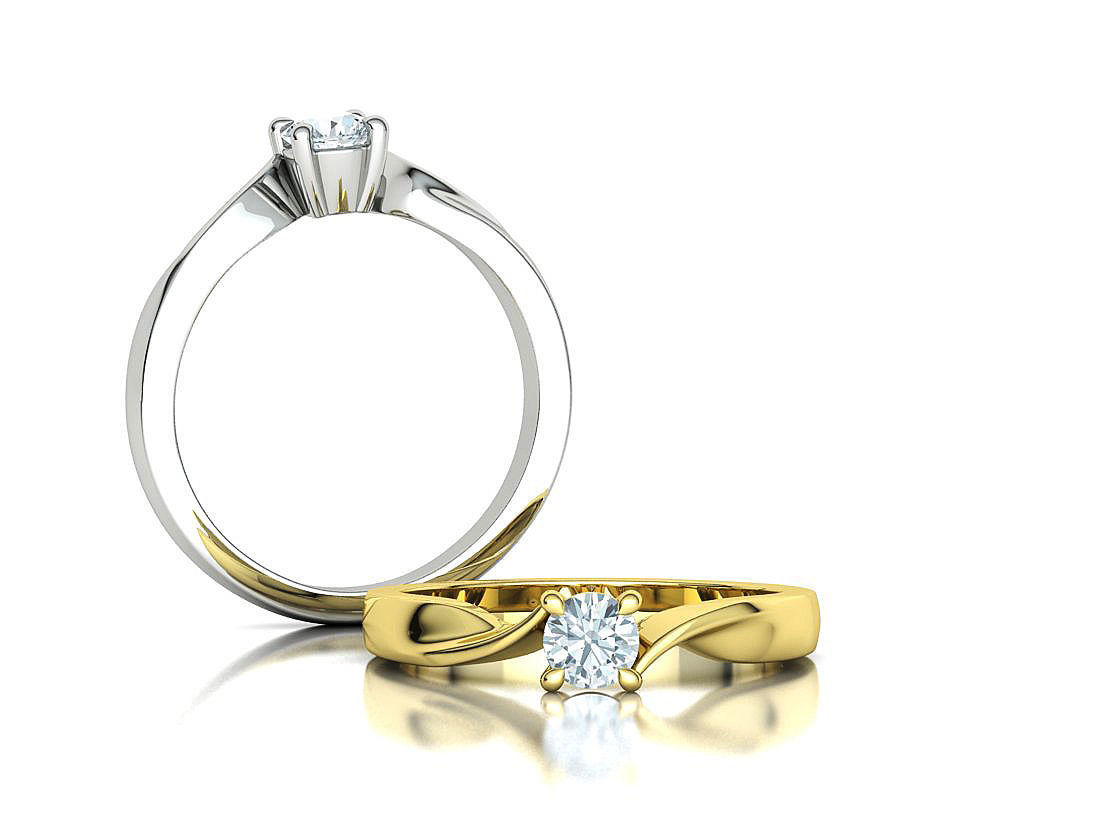 Bypass Solitaire Ring 30 pointer stone Promise Ring 3dmodel 3D print model_1