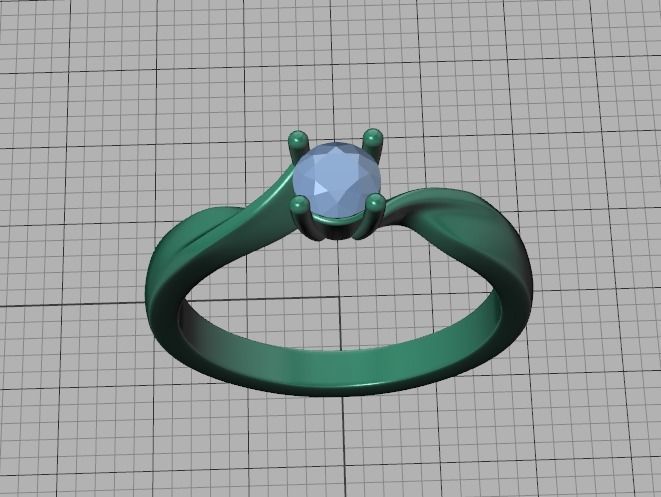 Bypass Solitaire Ring 30 pointer stone Promise Ring 3dmodel 3D print model_39