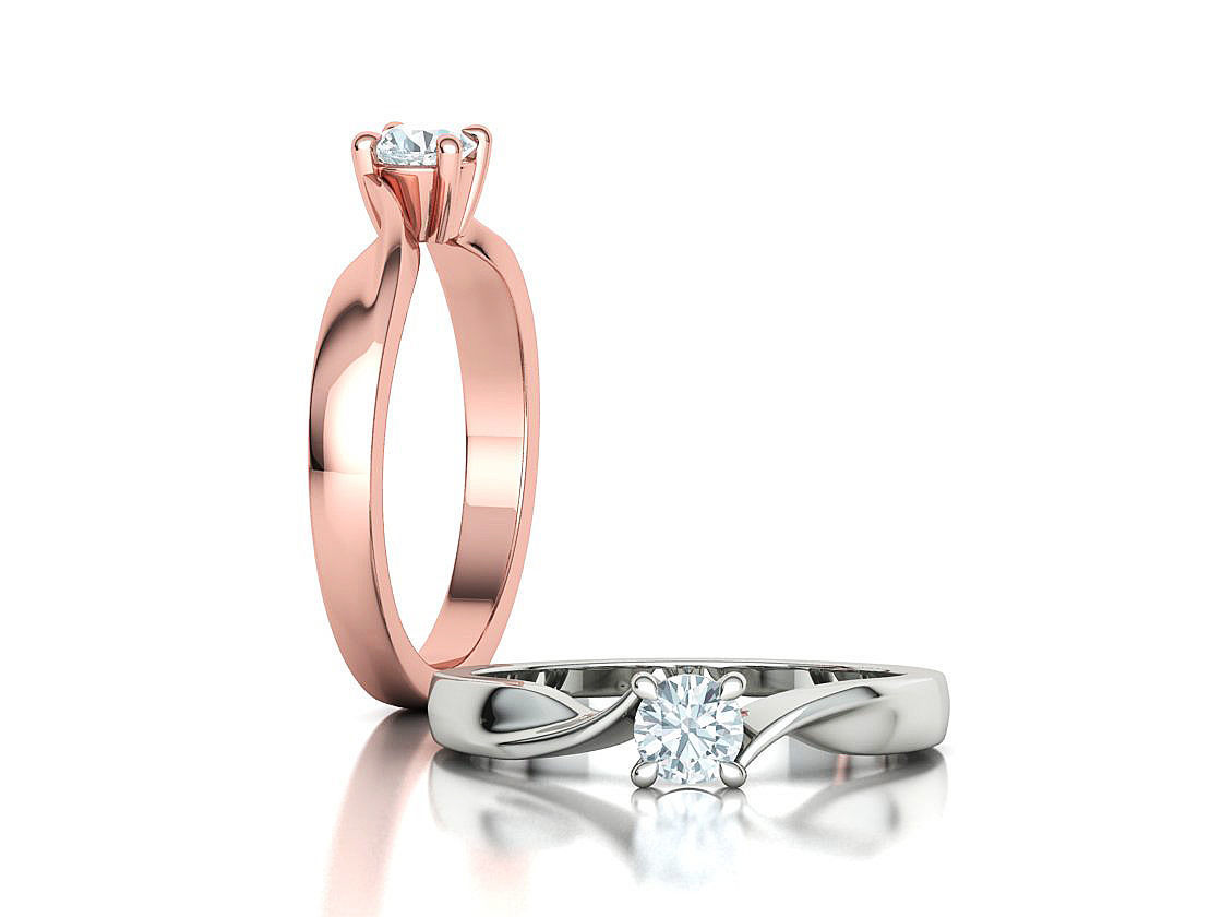 Bypass Solitaire Ring 30 pointer stone Promise Ring 3dmodel 3D print model_2
