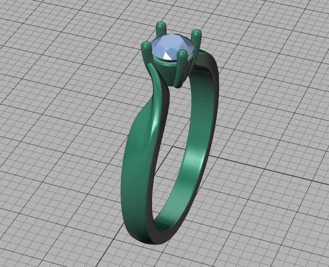 Bypass Solitaire Ring 30 pointer stone Promise Ring 3dmodel 3D print model_34