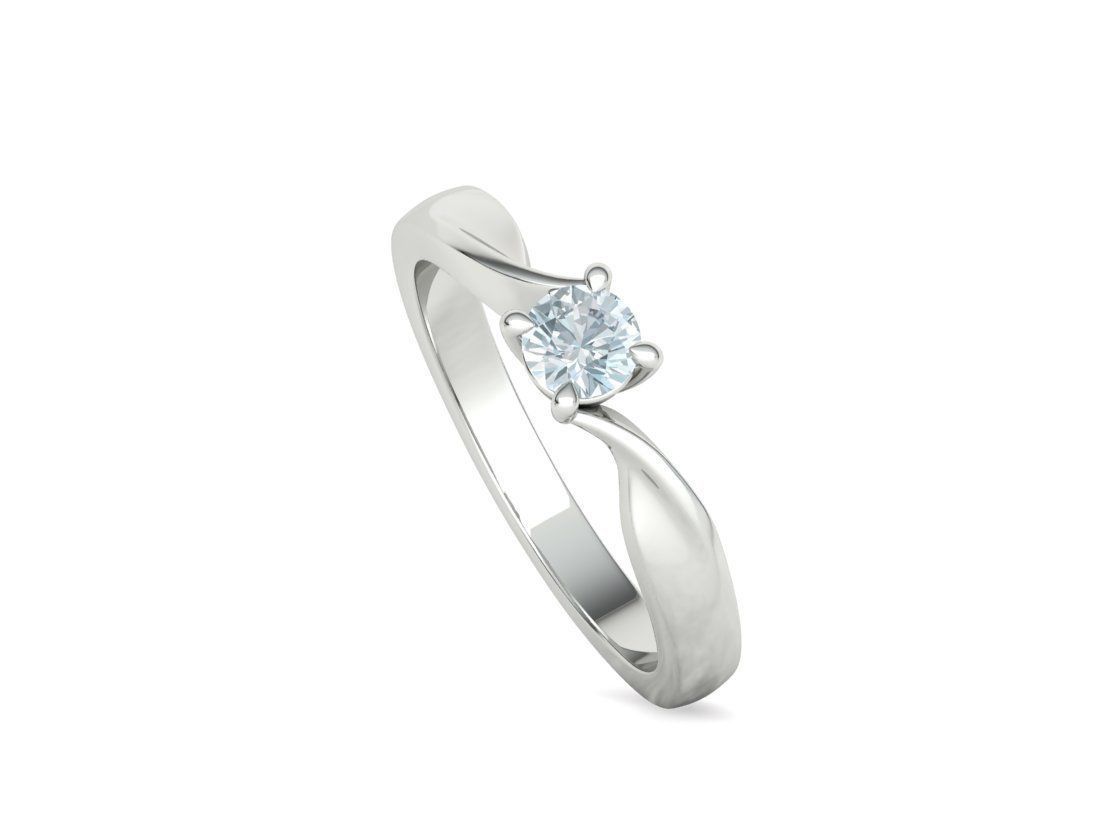 Bypass Solitaire Ring 30 pointer stone Promise Ring 3dmodel 3D print model_32