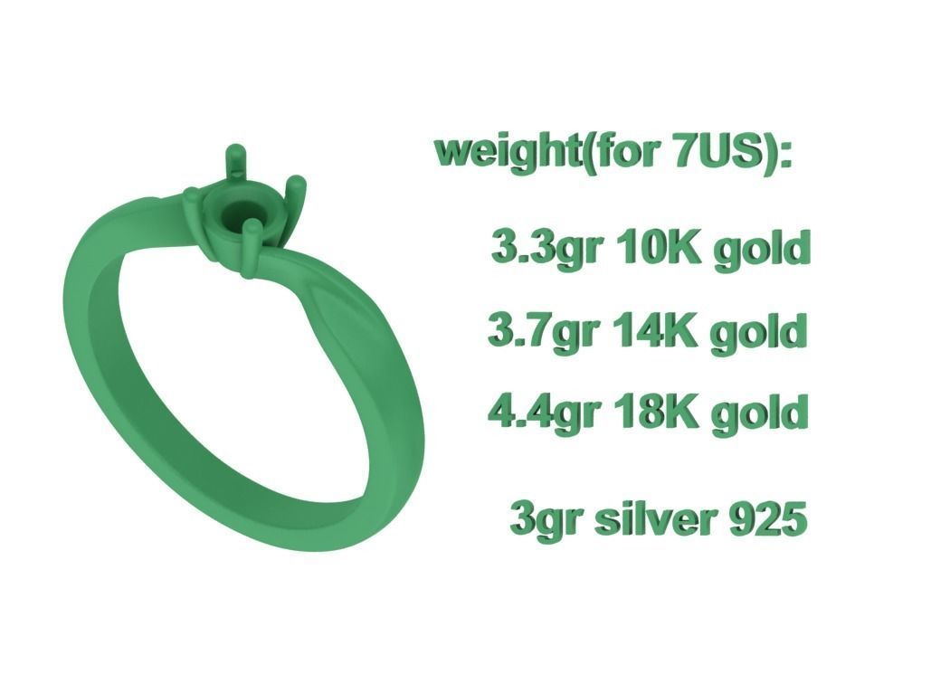 Bypass Solitaire Ring 30 pointer stone Promise Ring 3dmodel 3D print model_7