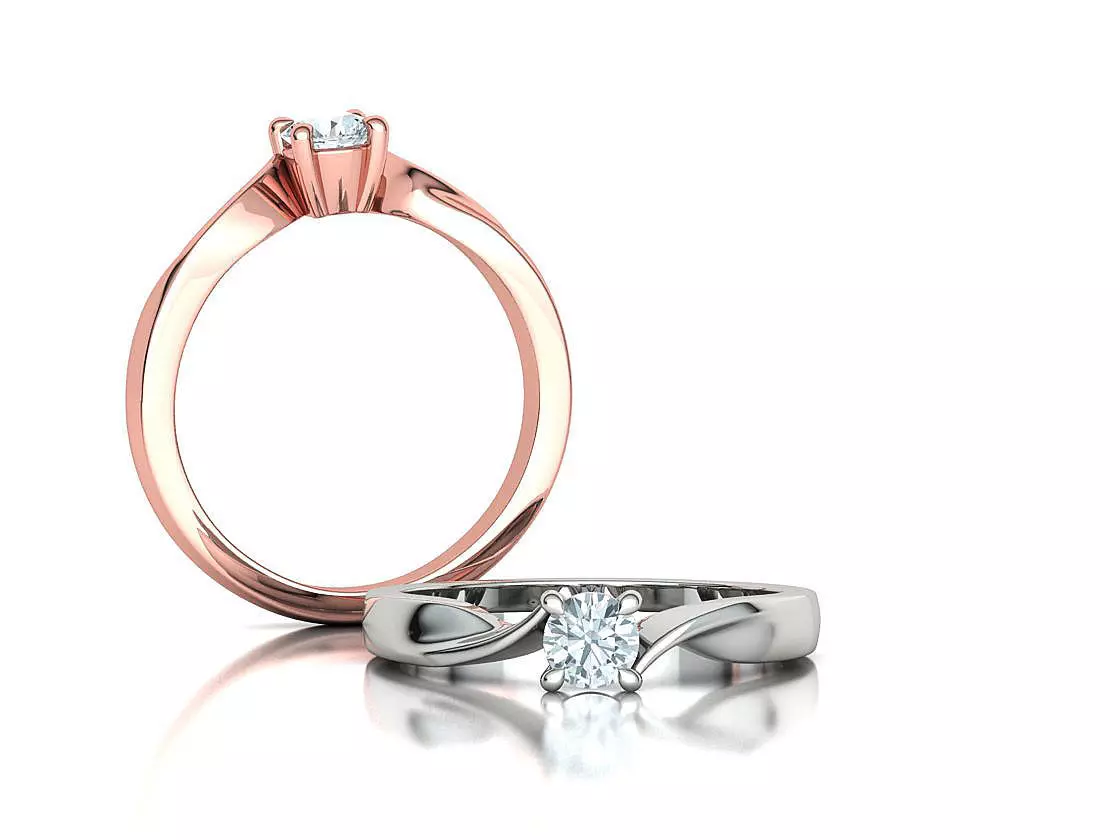 Bypass Solitaire Ring 30 pointer stone Promise Ring 3dmodel 3D print model_0