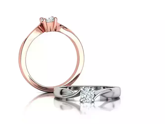 Bypass Solitaire Ring 30 pointer stone Promise Ring 3dmodel
