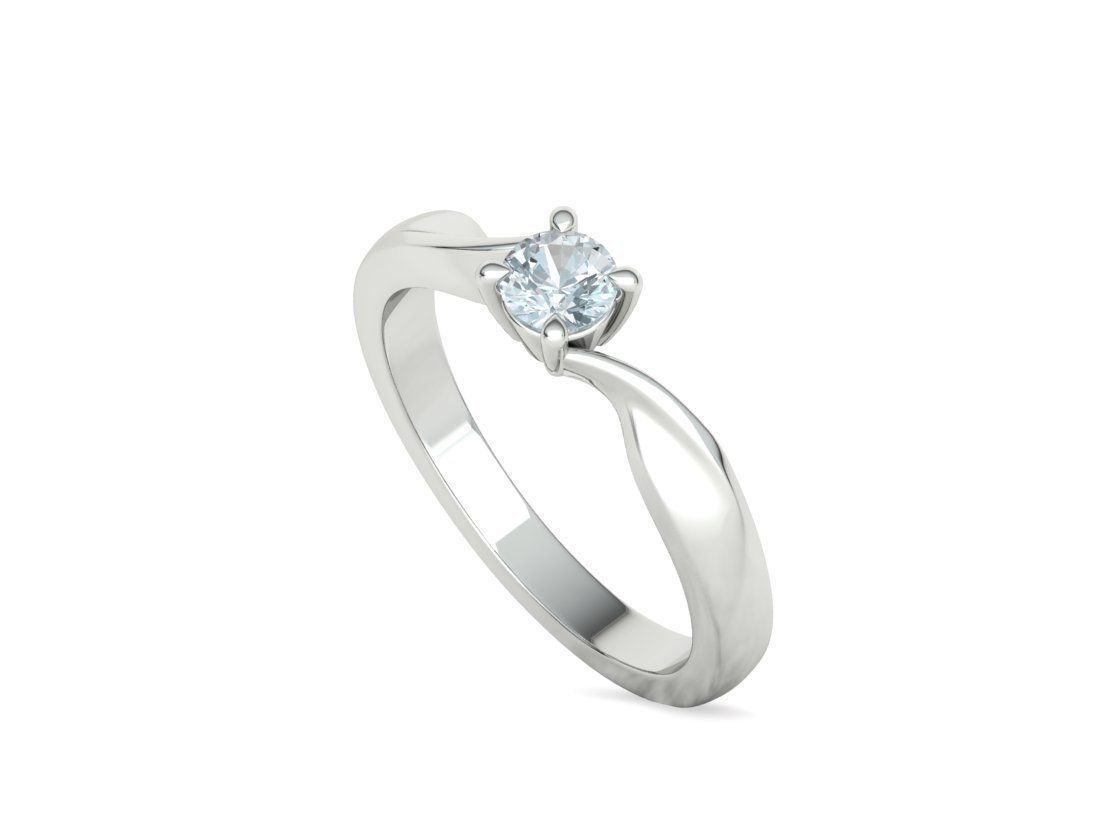 Bypass Solitaire Ring 30 pointer stone Promise Ring 3dmodel 3D print model_29