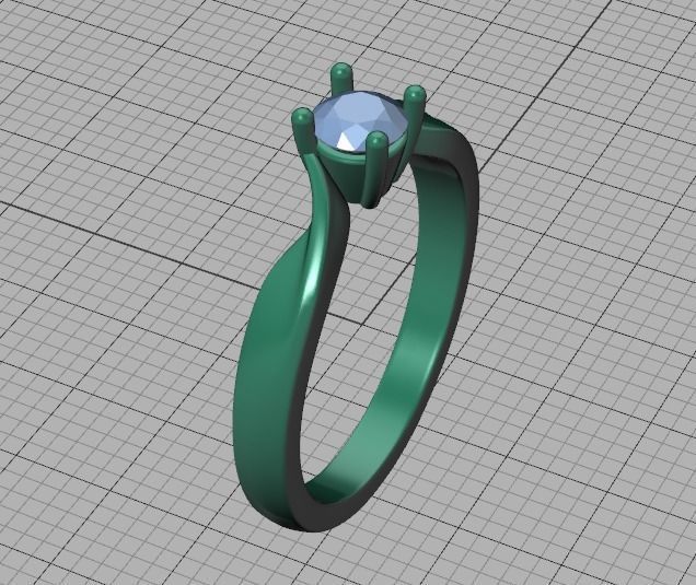 Bypass Solitaire Ring 30 pointer stone Promise Ring 3dmodel 3D print model_35
