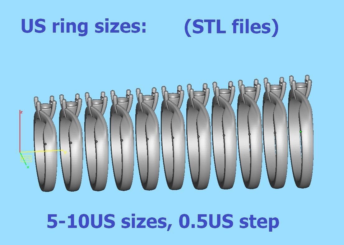 Bypass Solitaire Ring 30 pointer stone Promise Ring 3dmodel 3D print model_6