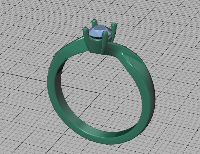 Bypass Solitaire Ring 30 pointer stone Promise Ring 3dmodel 3D print model_40