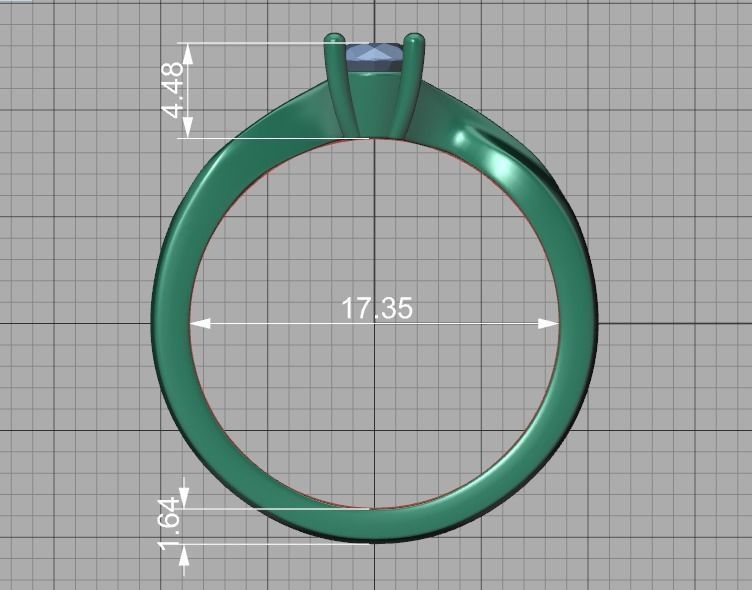 Bypass Solitaire Ring 30 pointer stone Promise Ring 3dmodel 3D print model_37
