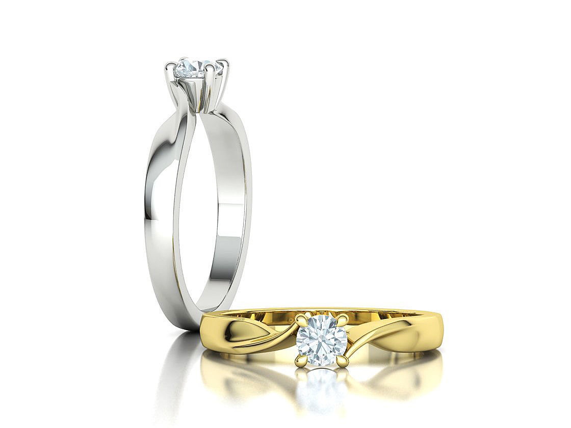 Bypass Solitaire Ring 30 pointer stone Promise Ring 3dmodel 3D print model_3