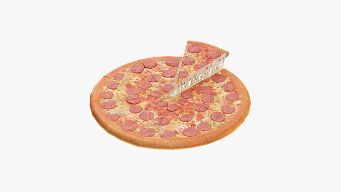 Pepperoni Pizza with Slice 3D model 6