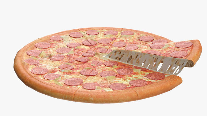 Pepperoni Pizza with Slice 3D model 7