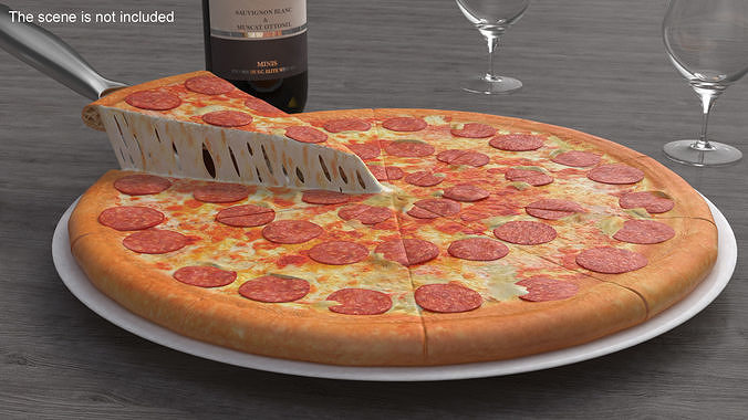 Pepperoni Pizza with Slice 3D model 2