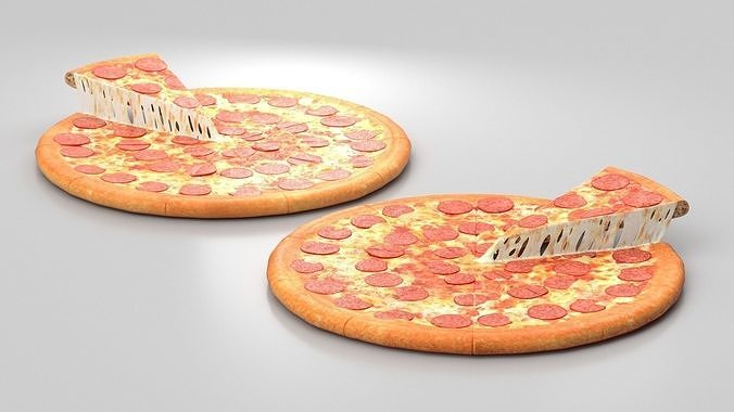 Pepperoni Pizza with Slice 3D model 4