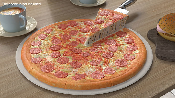 Pepperoni Pizza with Slice 3D model