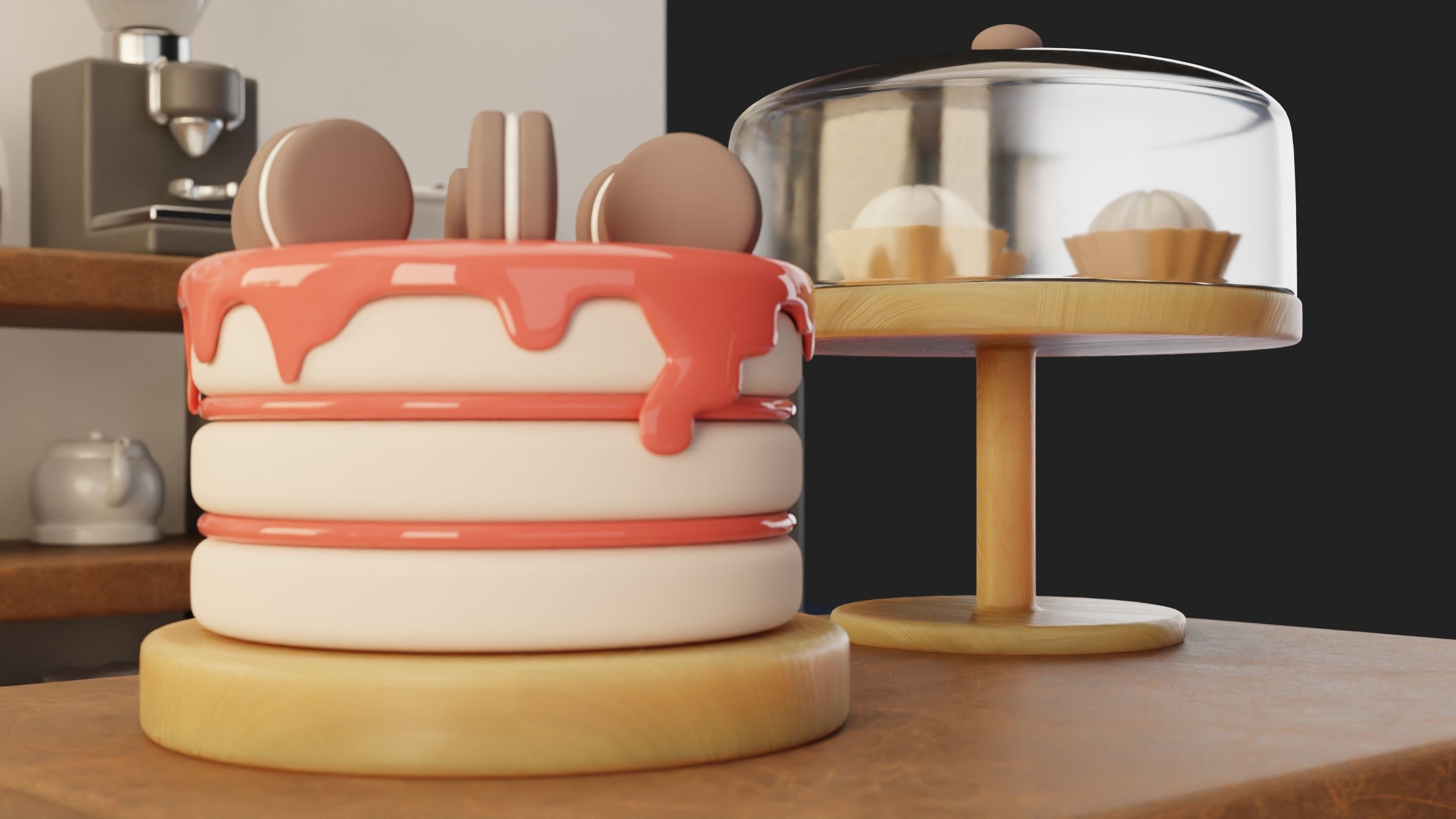 Cozy cafe 3D model_1