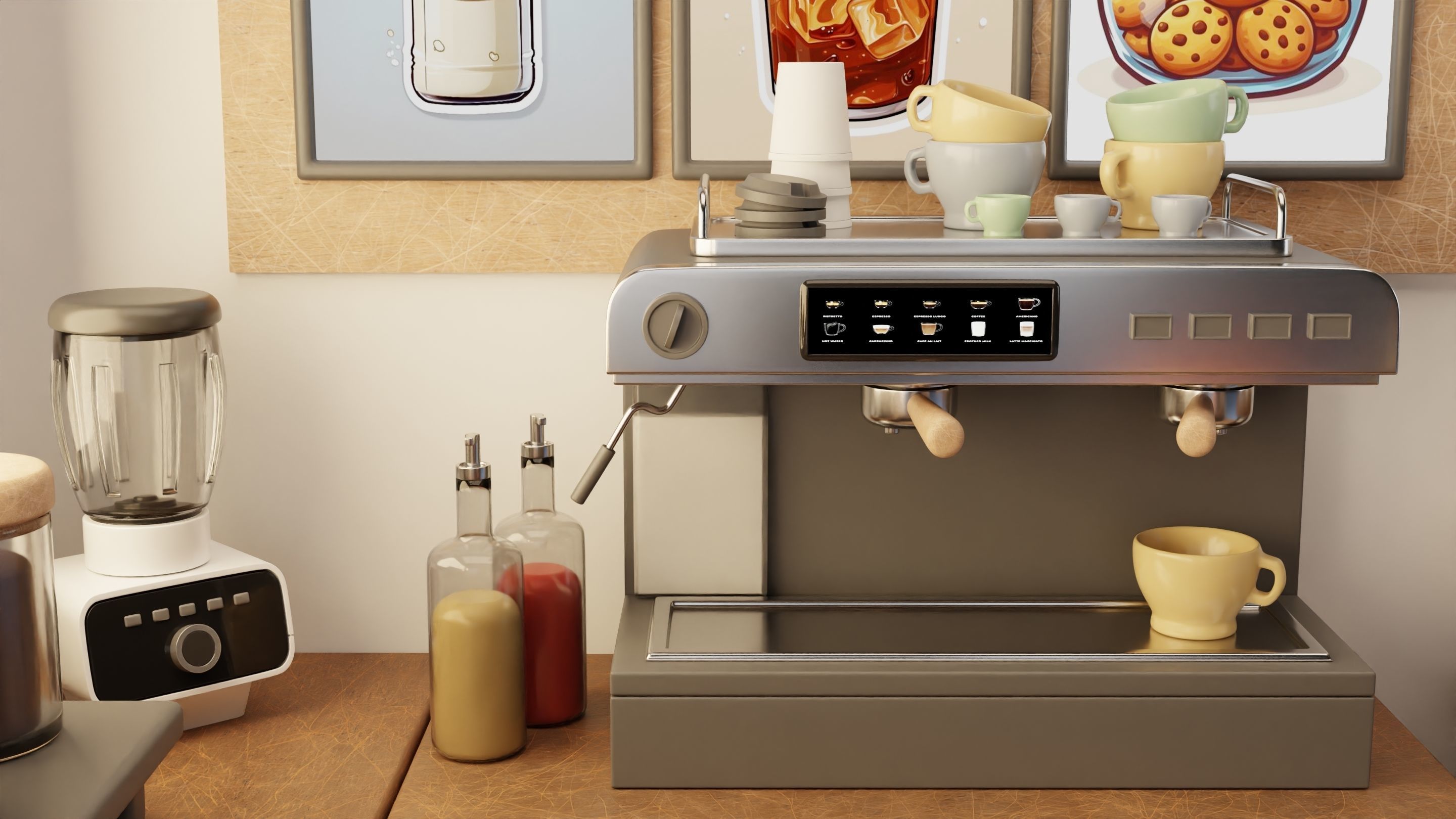 Cozy cafe 3D model_2