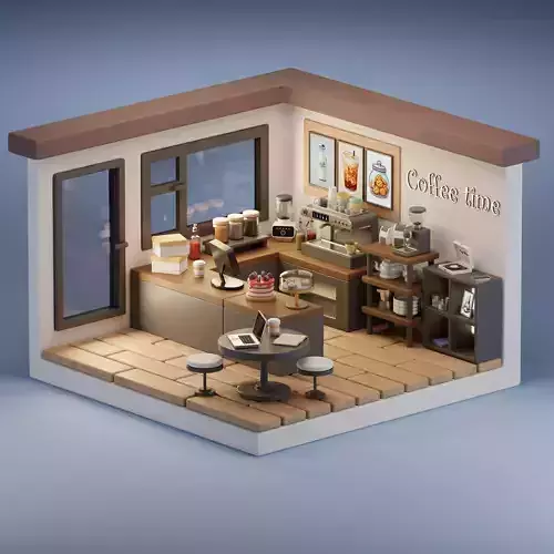Cozy cafe 3D model