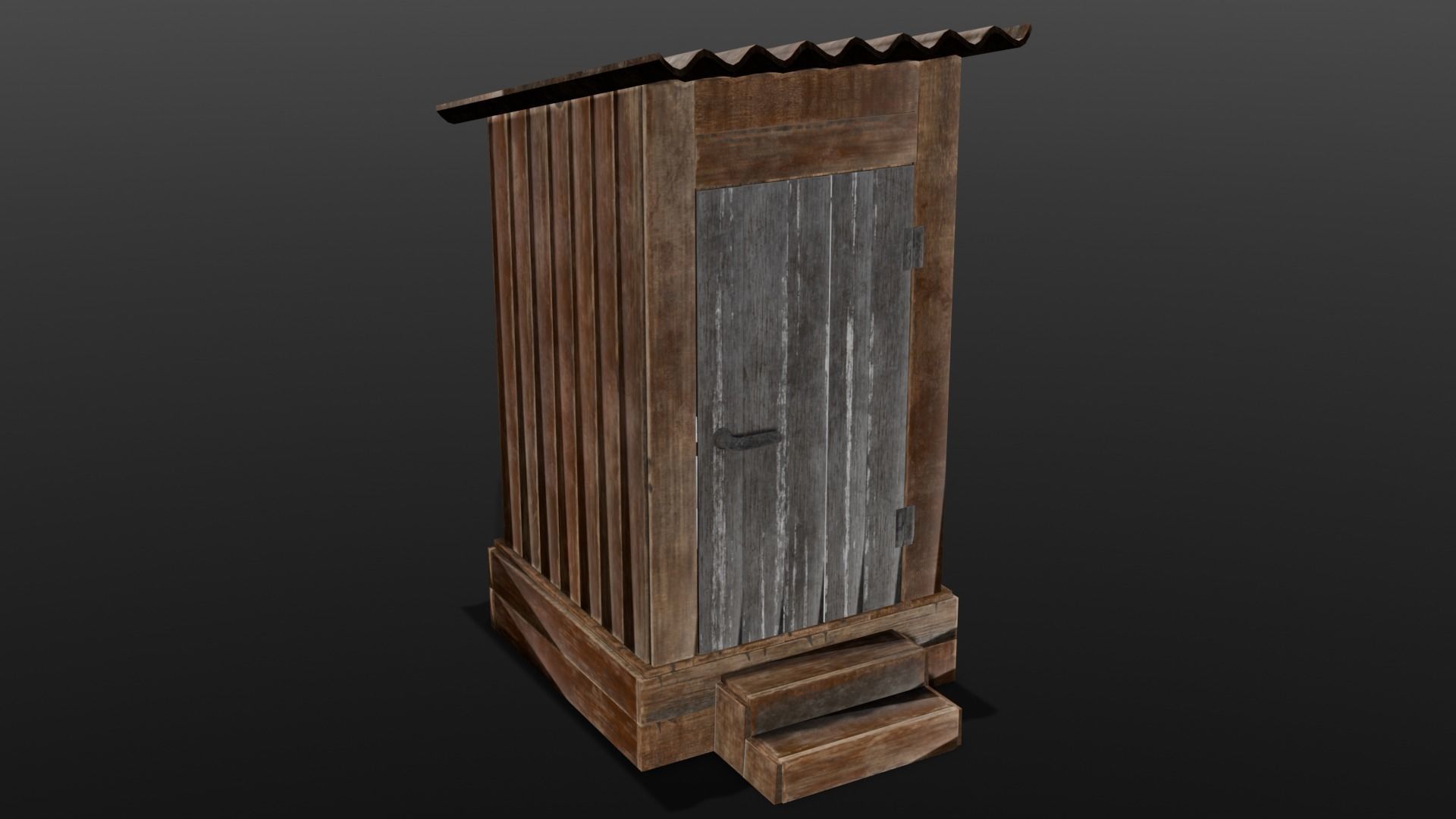 Rusted Sheet Toilet 3D Model Low-poly 3D model_3