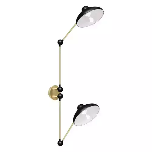 Oukoman double metal and brass articulated wall lamp