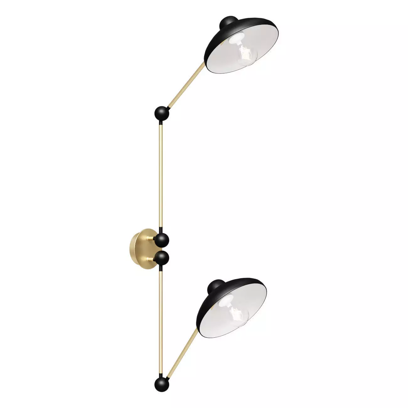 Oukoman double metal and brass articulated wall lamp 3D model