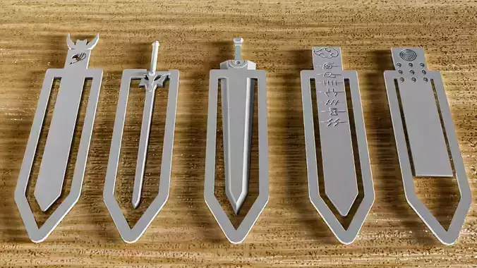 ANIME BOOKMARKS 5 PCS COLLECTION 3D print model