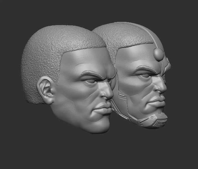 Cyborg Headsculpt for Action Figures 3D print model_2