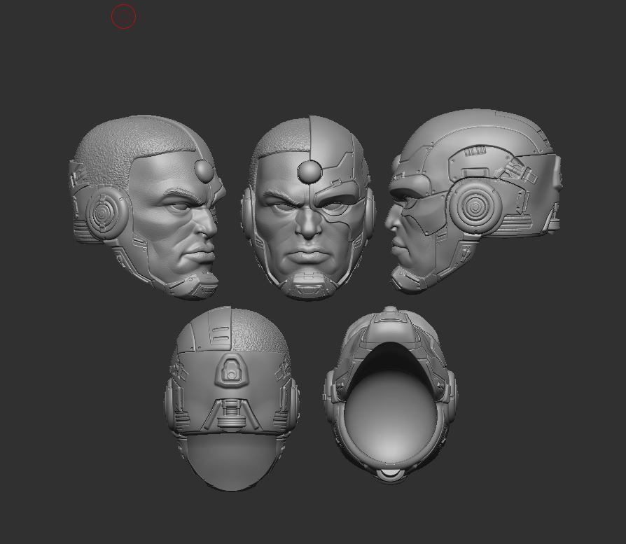 Cyborg Headsculpt for Action Figures 3D print model_3