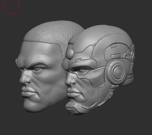 Cyborg Headsculpt for Action Figures 3D print model_1