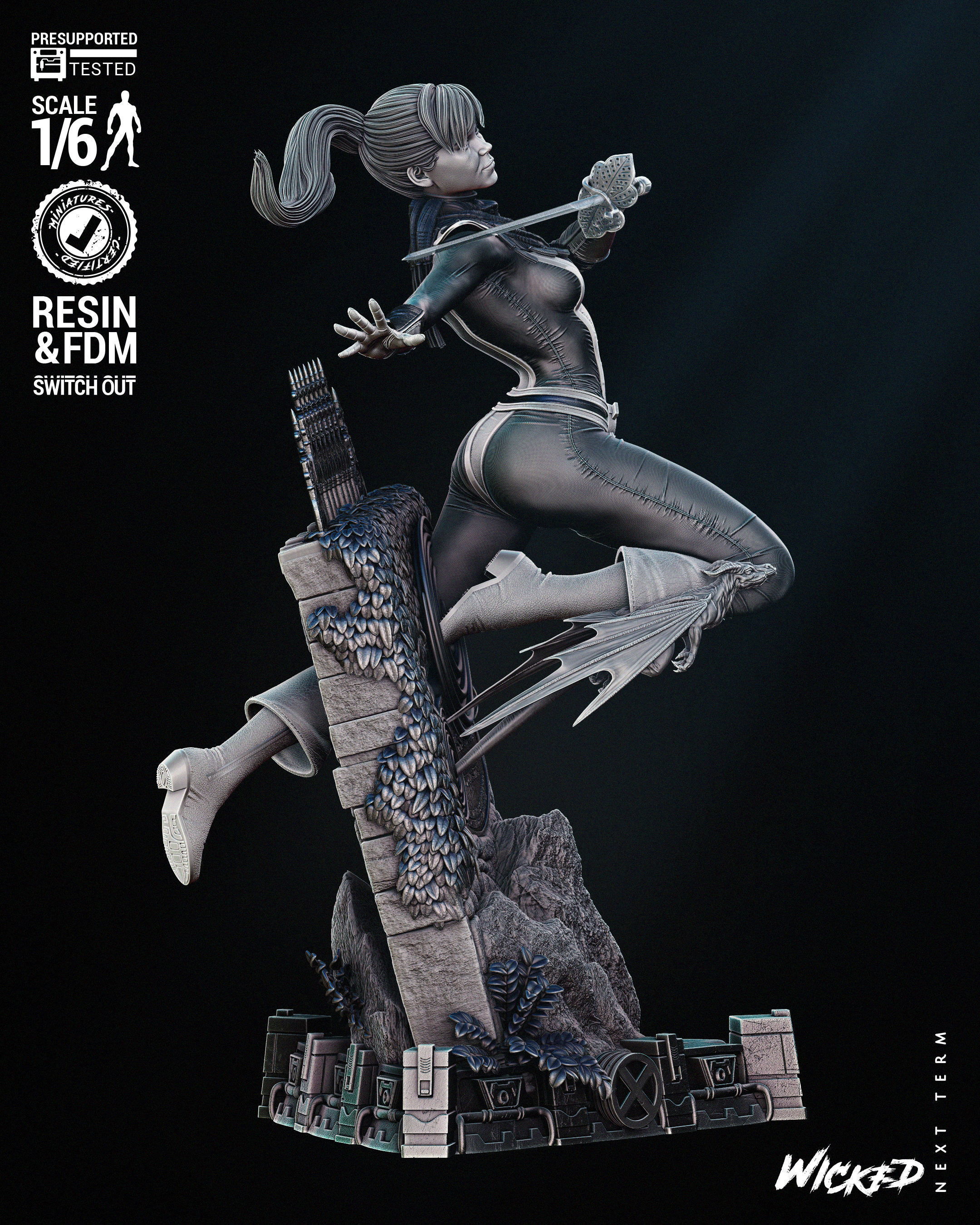 Wicked Marvel Kitty Pride Sculpture Tested for 3D printing 3D print model_29