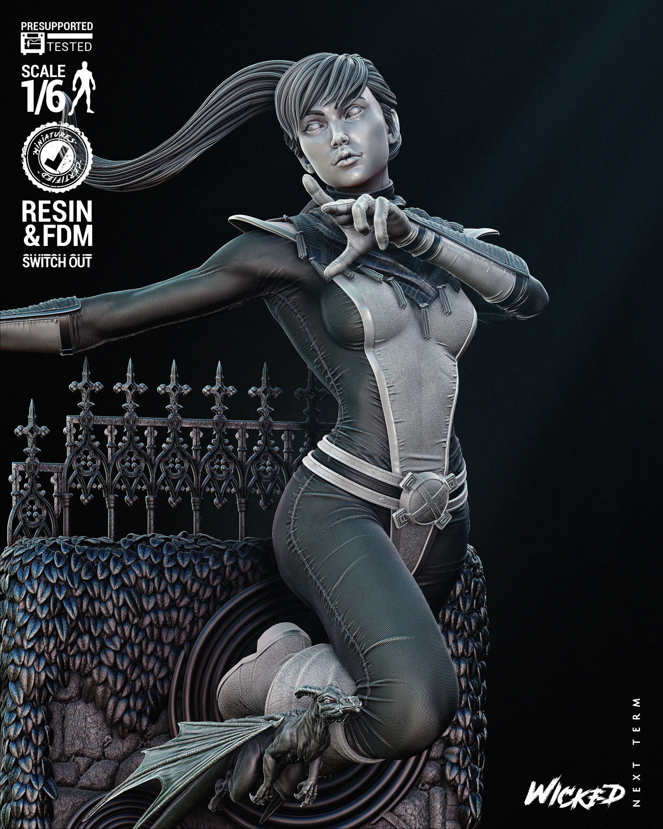 Wicked Marvel Kitty Pride Sculpture Tested for 3D printing 3D print model_3