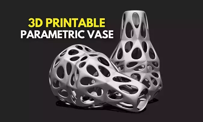 Modern Parametric Vase STL File for 3D Printing - Vase 04 D