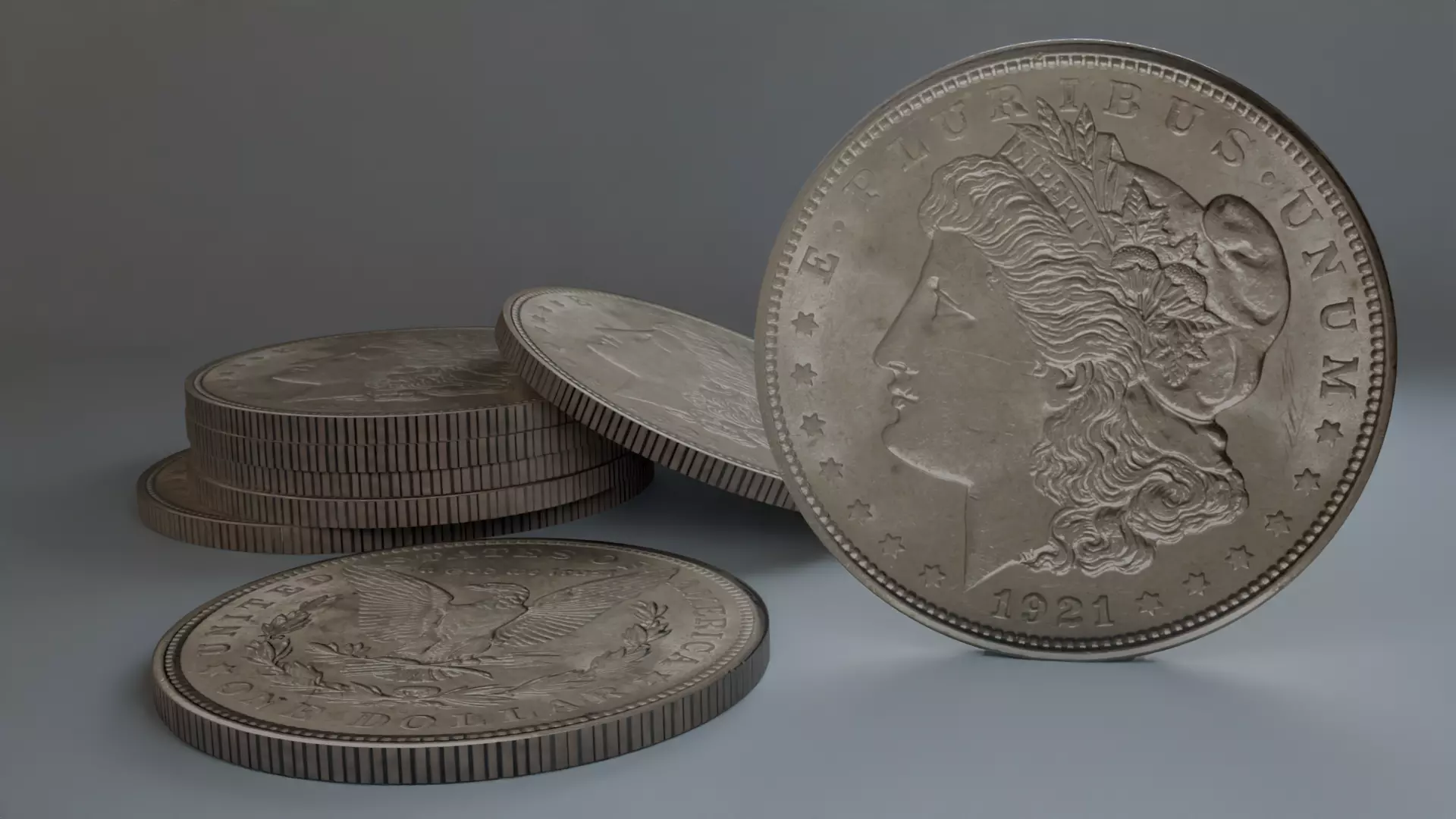 One dollar coins in 3D 3D model_0