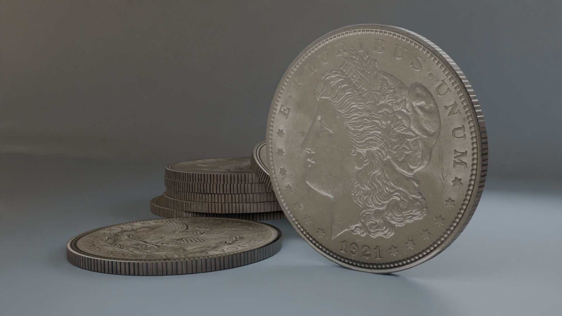 One dollar coins in 3D 3D model_2