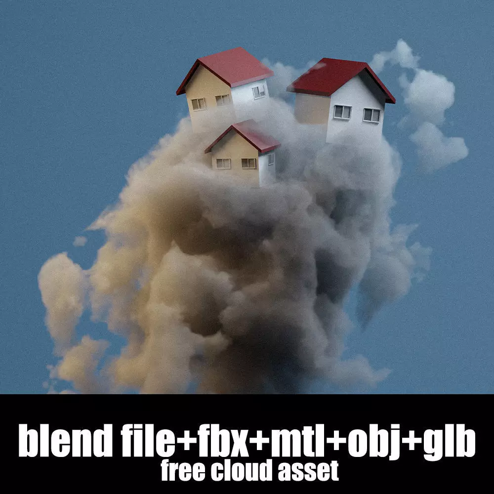 house on clouds Free 3D model_0