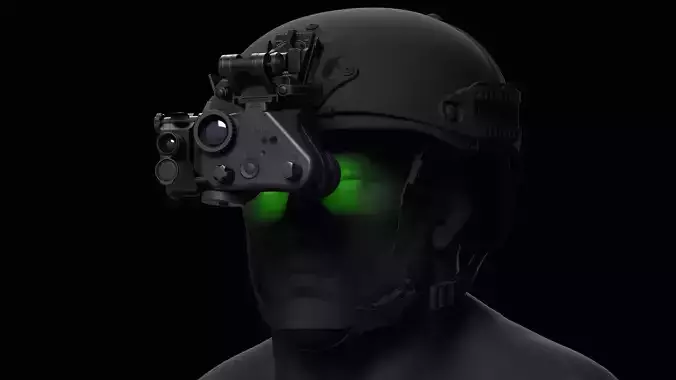 Minie D IR Night Vision Wilcox G29 Helmet Mount Low-poly 3D model