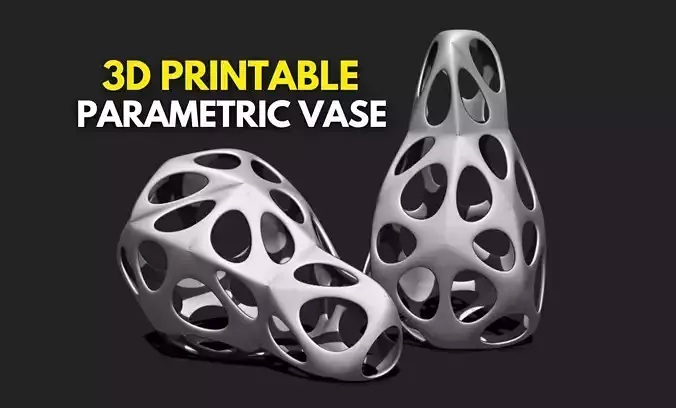 Modern Parametric Vase STL File for 3D Printing - Vase 04 F