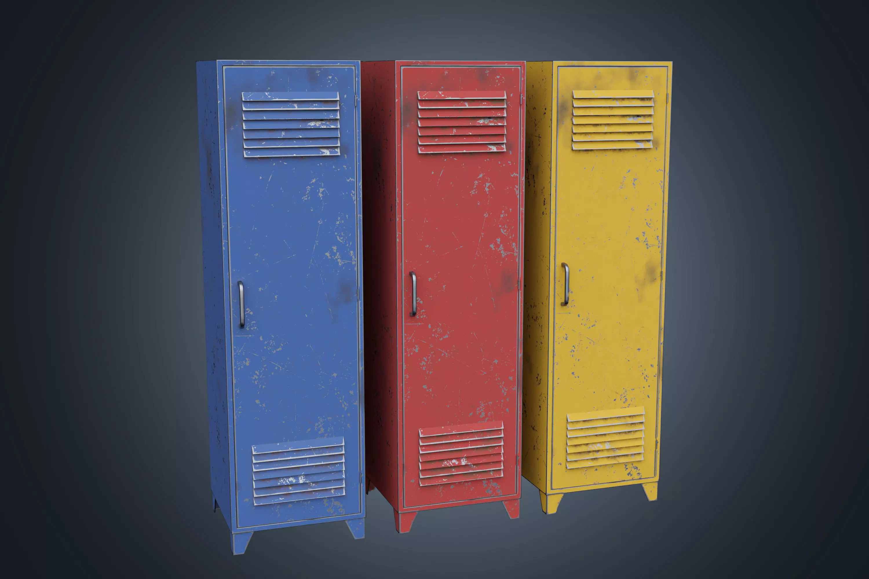 Lockers PBR Low-poly 3D model_0