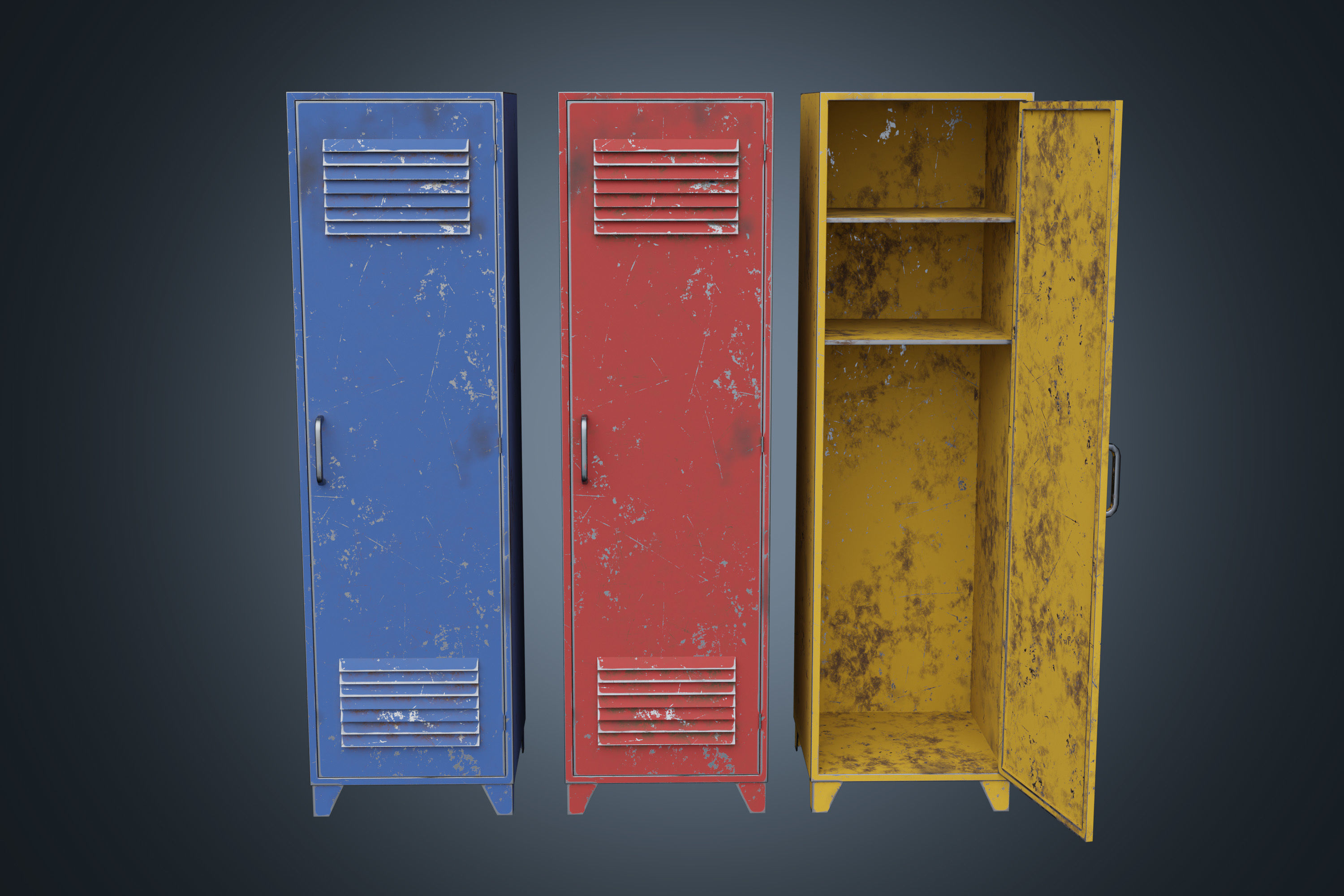 Lockers PBR Low-poly 3D model_1
