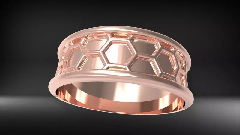 Honeycomb ring round Texture Pattern Band Jewelry 3D print model