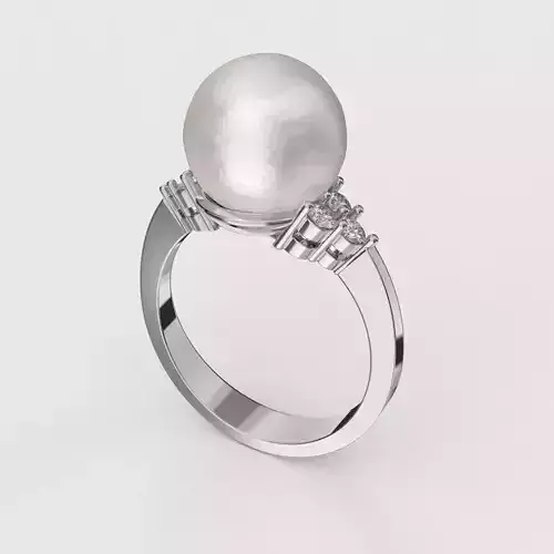 Printable ring with pearl 10mm STL