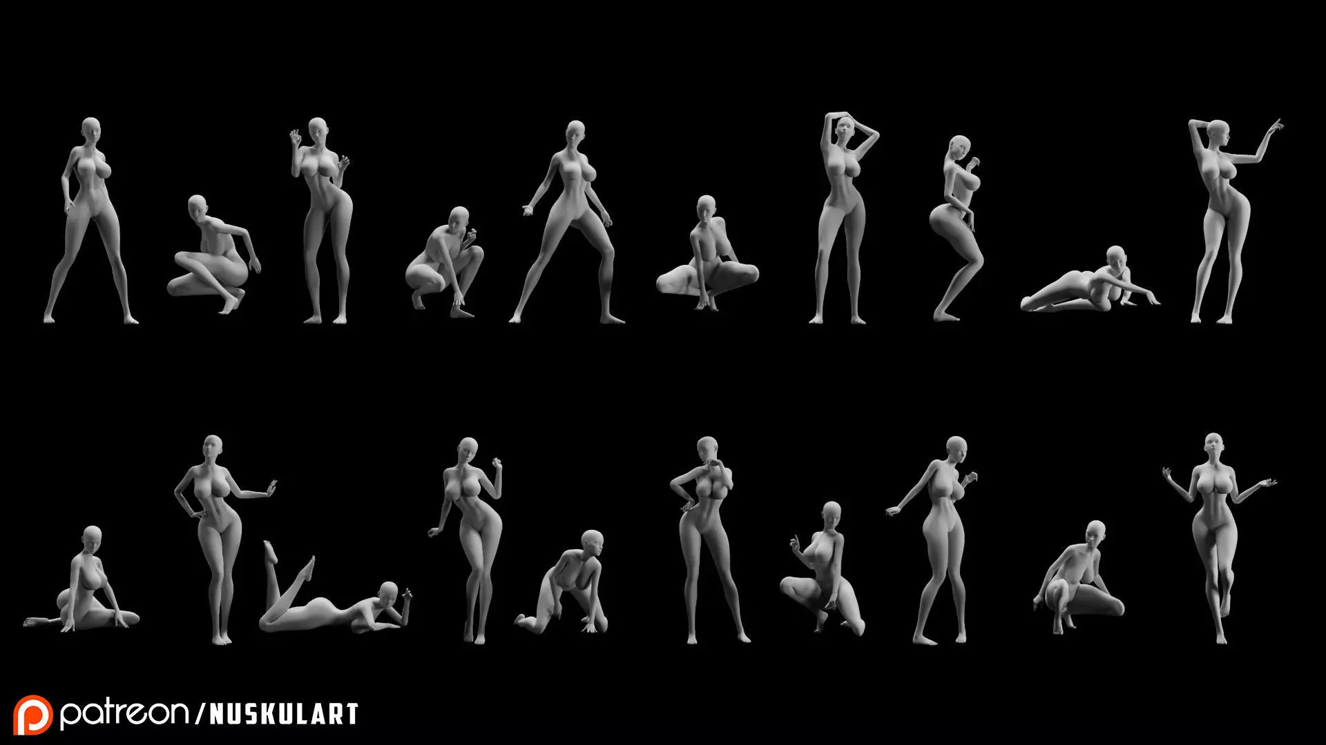 20 Different Female Body Collection Pack 3D print model