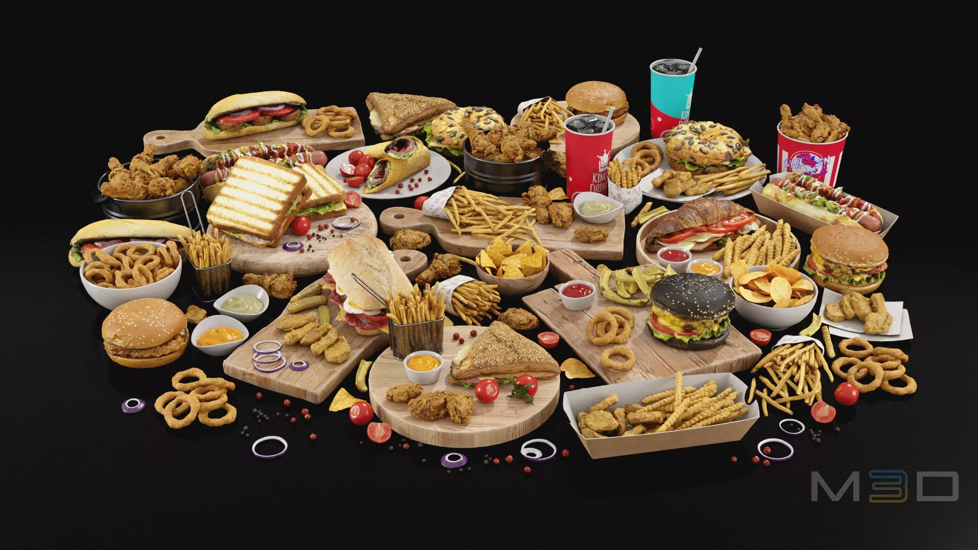 Fast Food Low-poly 3D model_0