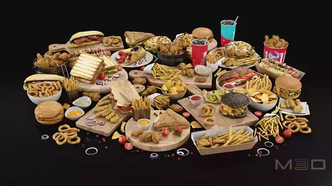 Fast Food Low-poly 3D model