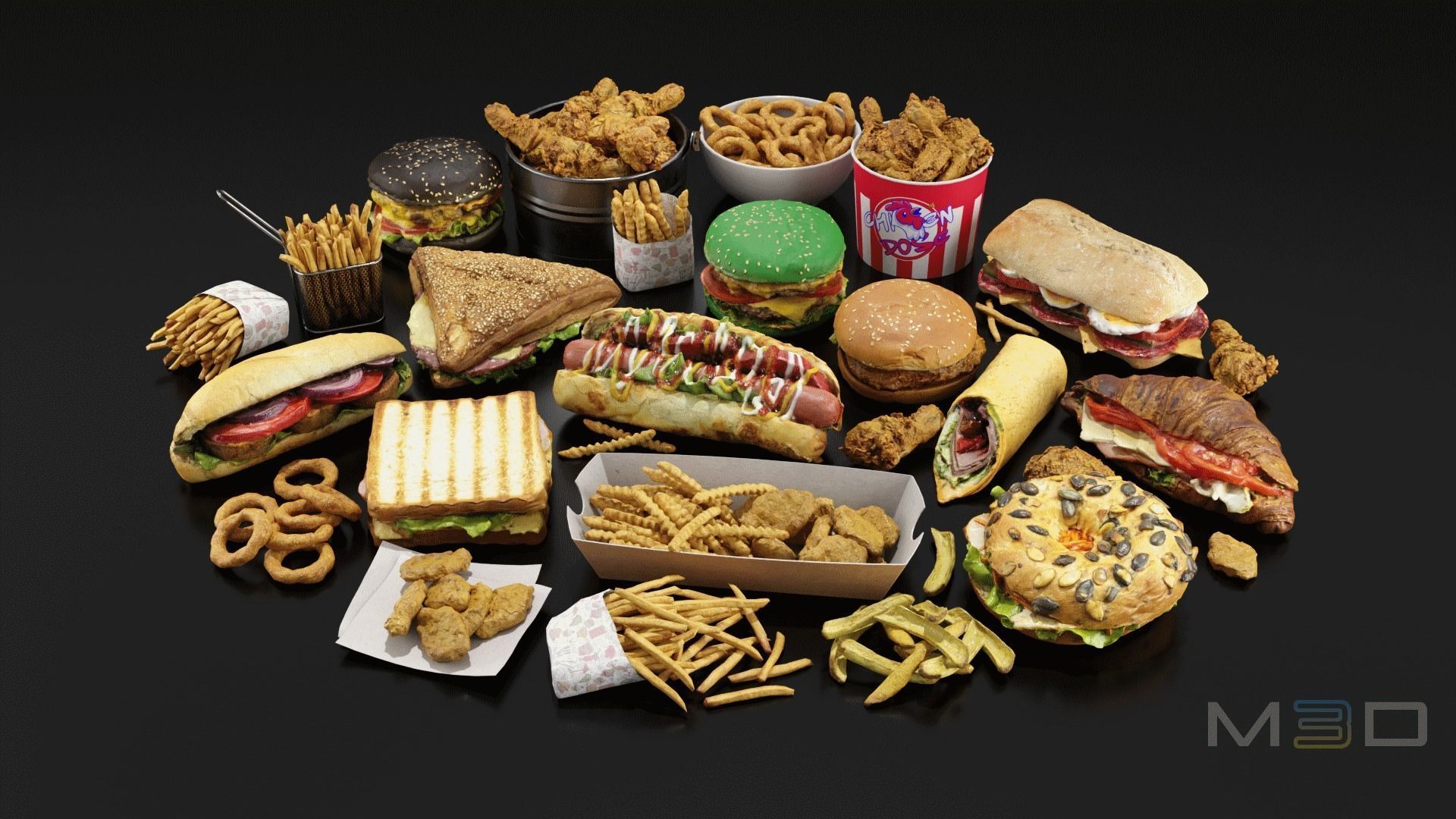 Fast Food Low-poly 3D model_3