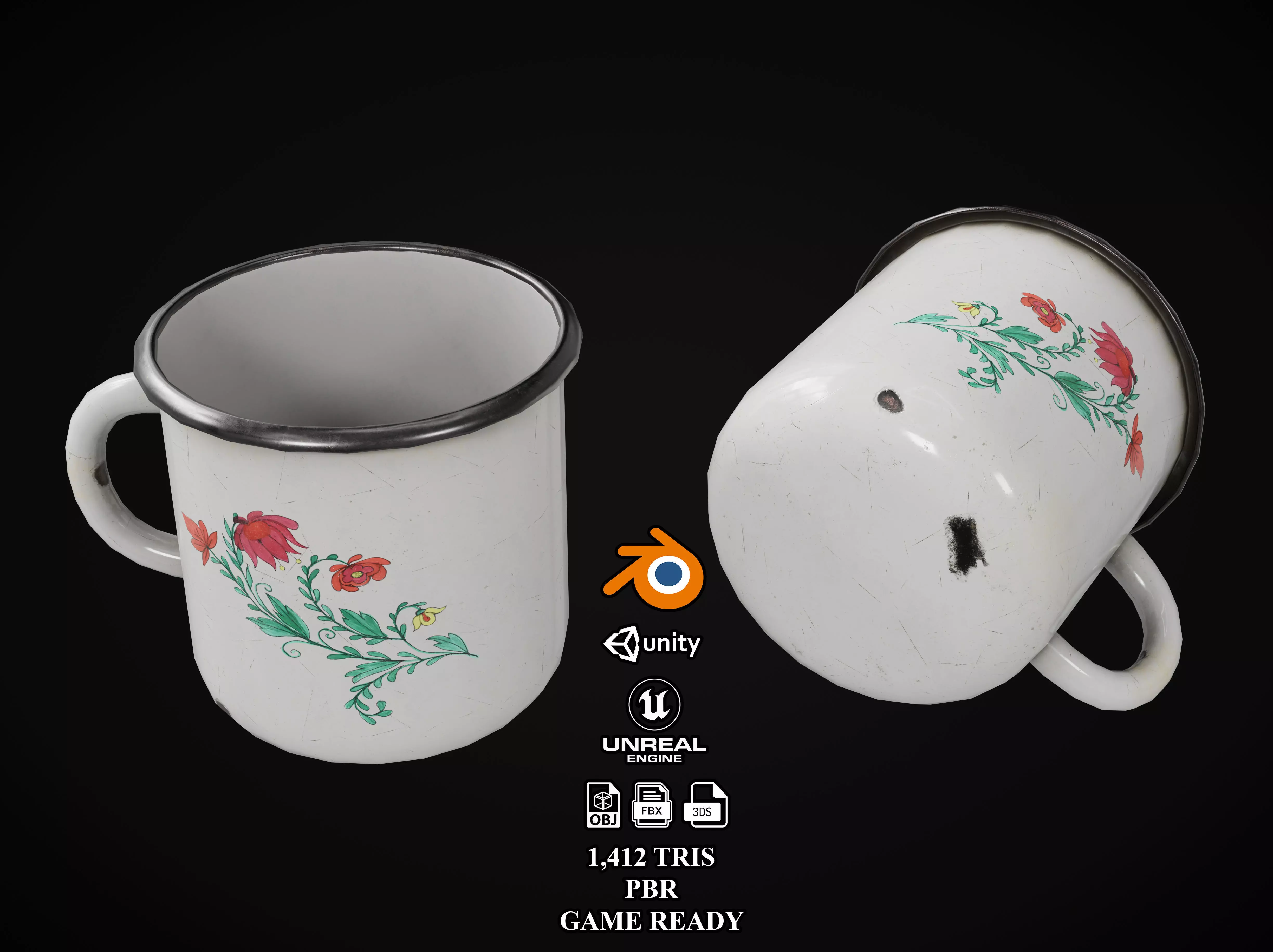 Old Cup Low-poly 3D model