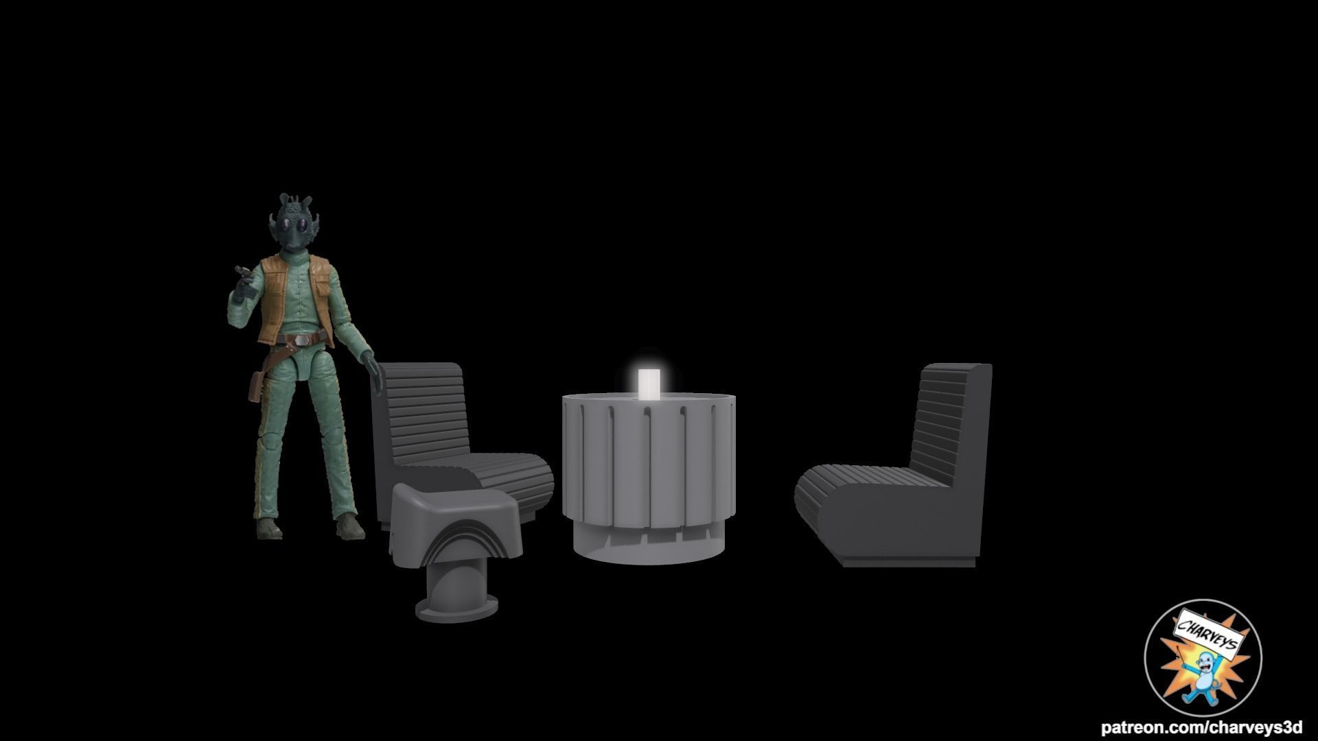 Star Wars Cantina Furniture for action figures 3D print model_1