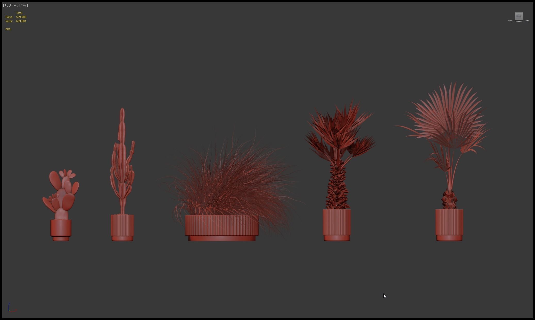 Plants collection 216 - palm grass cactus 3D model_24